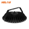 Helos 120W 150W 200W Warehouse Workshop Flicker Free LED UFO High Bay Lamp with Tempered Glass Cover